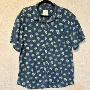 Life After‎ Denim Men's 1(S/M) Shirt Blue Palm Tree Print 100% Cotton